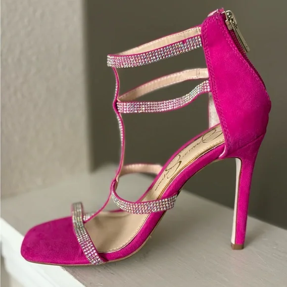 Jessica Simpson Women's Oliana Gem Bright Pink Embellished Stiletto Heel Sz 5M - Picture 5 of 9